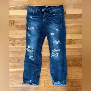 Express skinny ankle ripped jeans